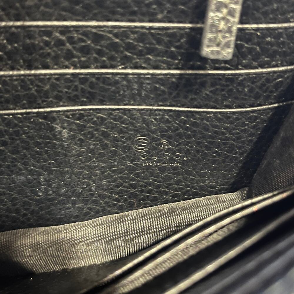 GUCCI Interlocking G Black Pebbled Leather Wallet on Chain - Picture 8 of 8